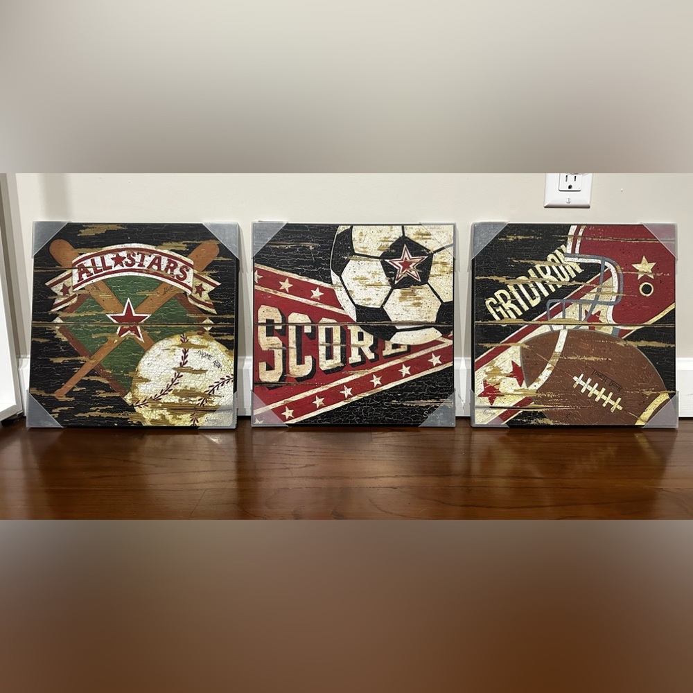 Retro Sports Wall Plaques Decoration 12x12”